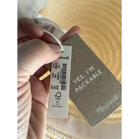 Madewell Women's $40 Packable Braided Straw Hat Ivory Size M/L - Picture 6 of 6
